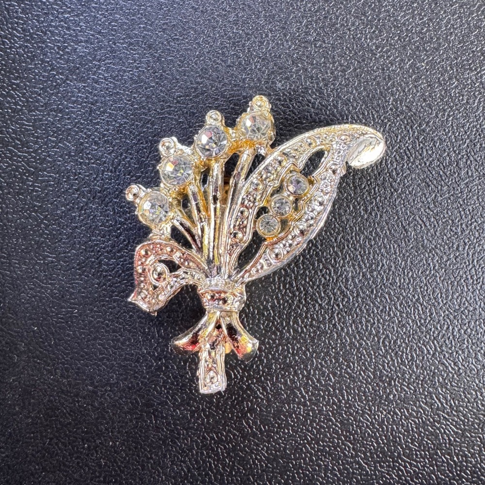 Rhinestone Bouquet Brooch Pin‎ Vintage Floral Wedding Party Jewelry